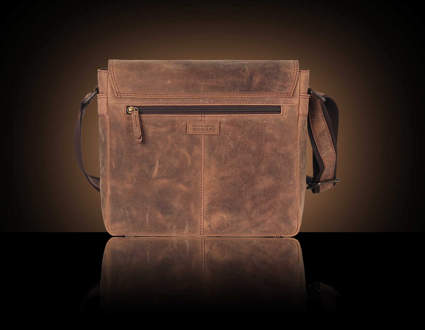 BULLZANO HUNTER GENUINE LEATHER CROSSBODY MESSENGER BAG