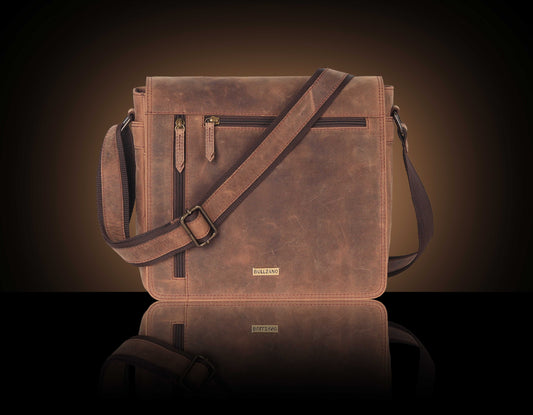 BULLZANO HUNTER GENUINE LEATHER CROSSBODY MESSENGER BAG