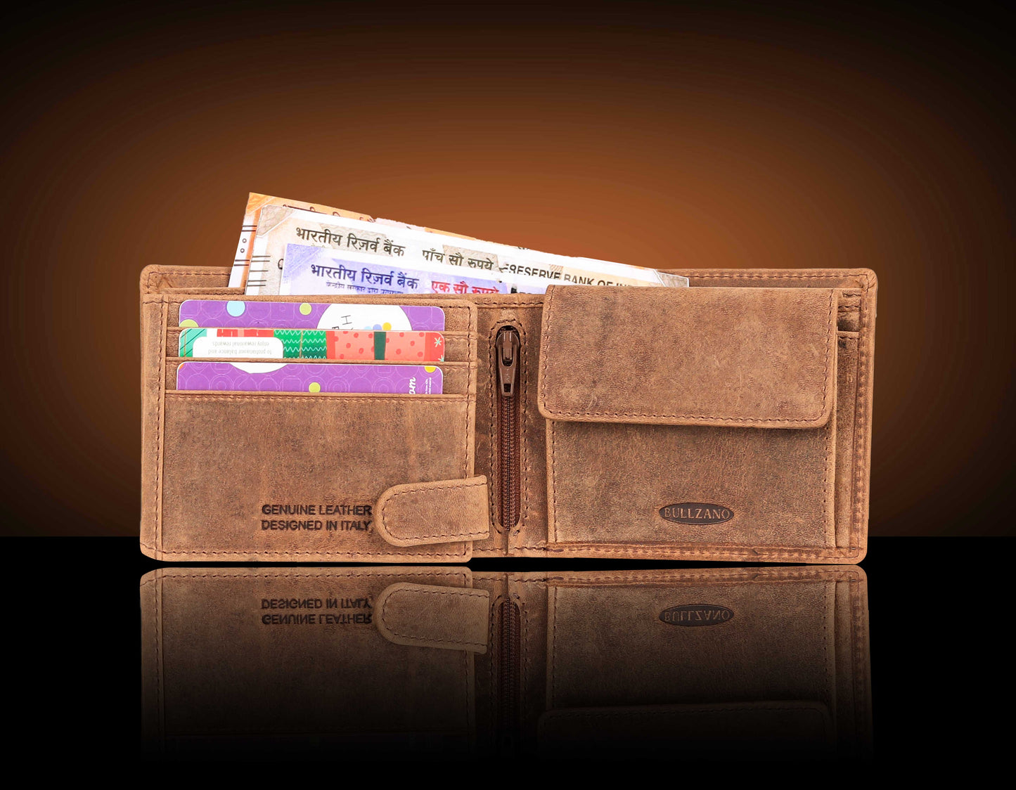 BULLZANO HUNTER GENUINE LEATHER EAGLE WALLET FOR MEN
