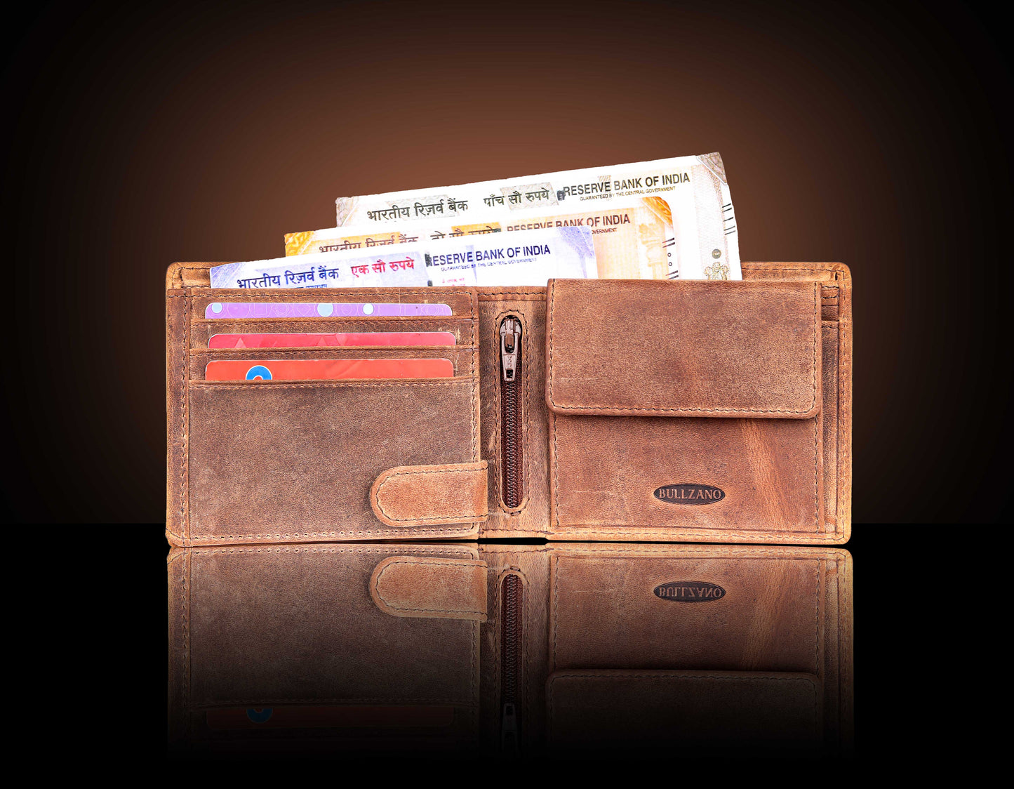 BULLZANO HUNTER GENUINE LEATHER LIVE TO RIDE WALLET FOR MEN