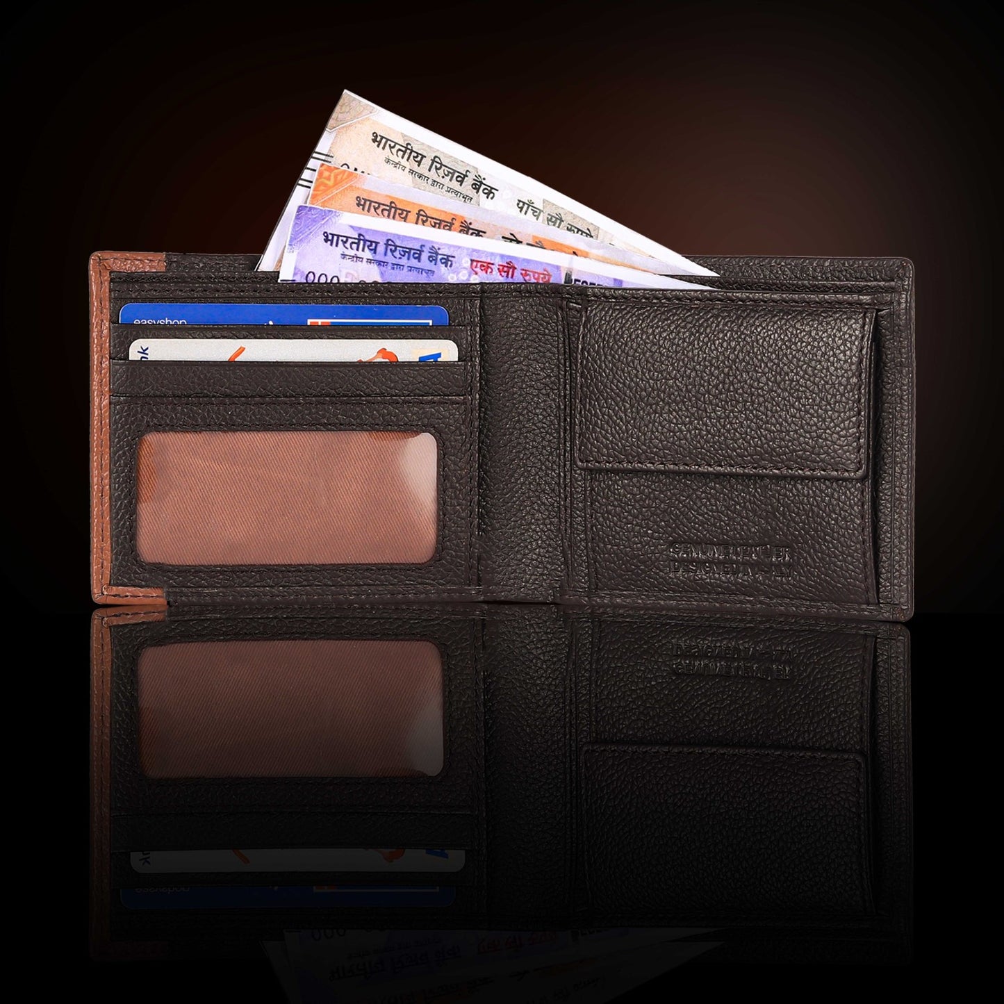 BULLZANO RIO BI-FOLD DUAL COLOUR COMBINATION GENUINE LEATHER WALLET FOR MEN, RFID PROTECTED