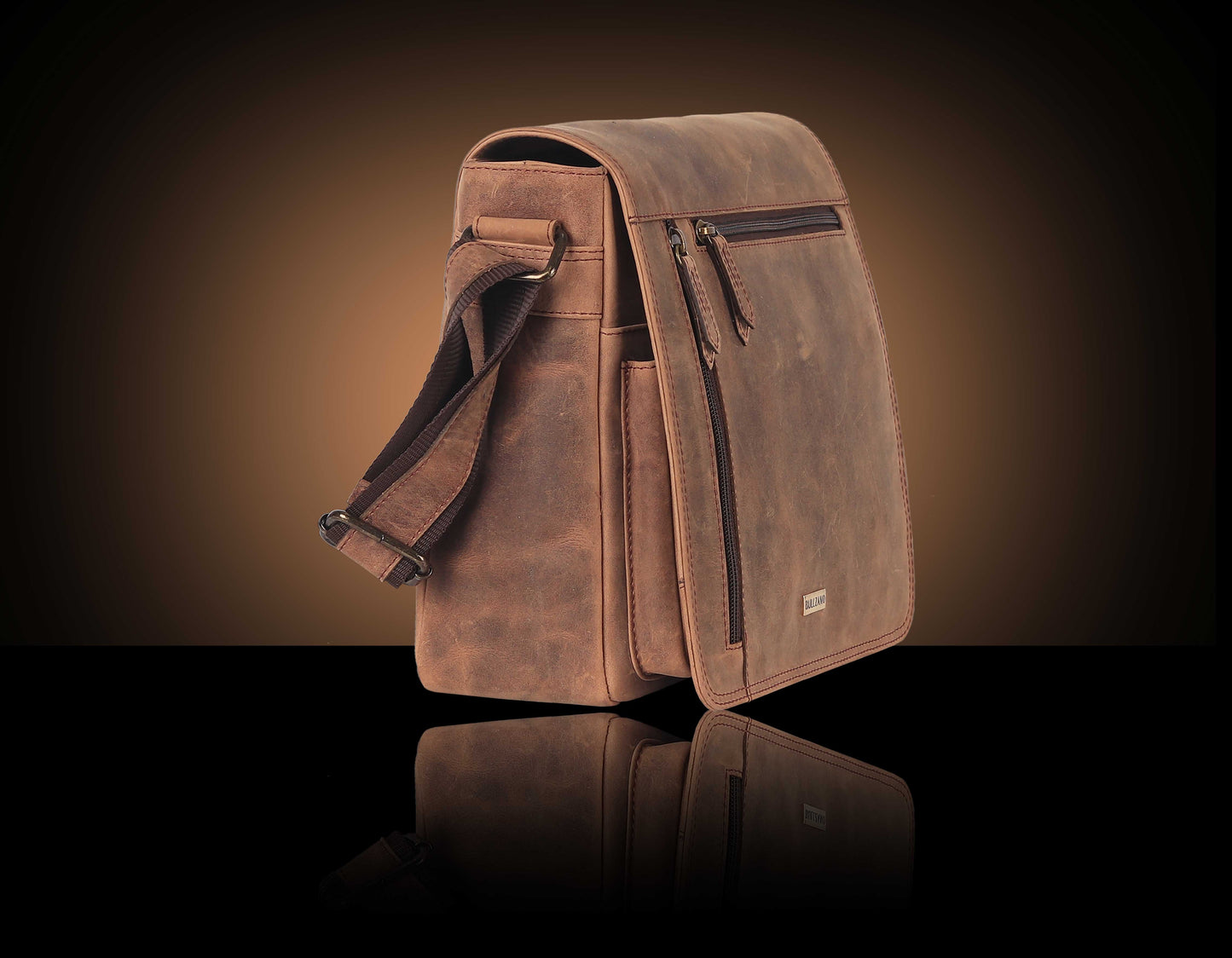 BULLZANO HUNTER GENUINE LEATHER CROSSBODY MESSENGER BAG
