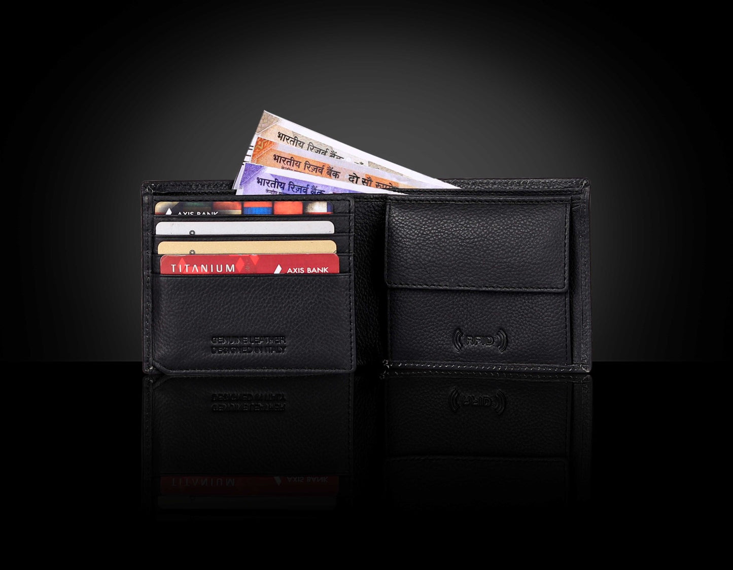 BULLZANO CAMBRIDGE GENUINE LEATHER BI-FOLD WALLET FOR MEN, RFID PROTECTED