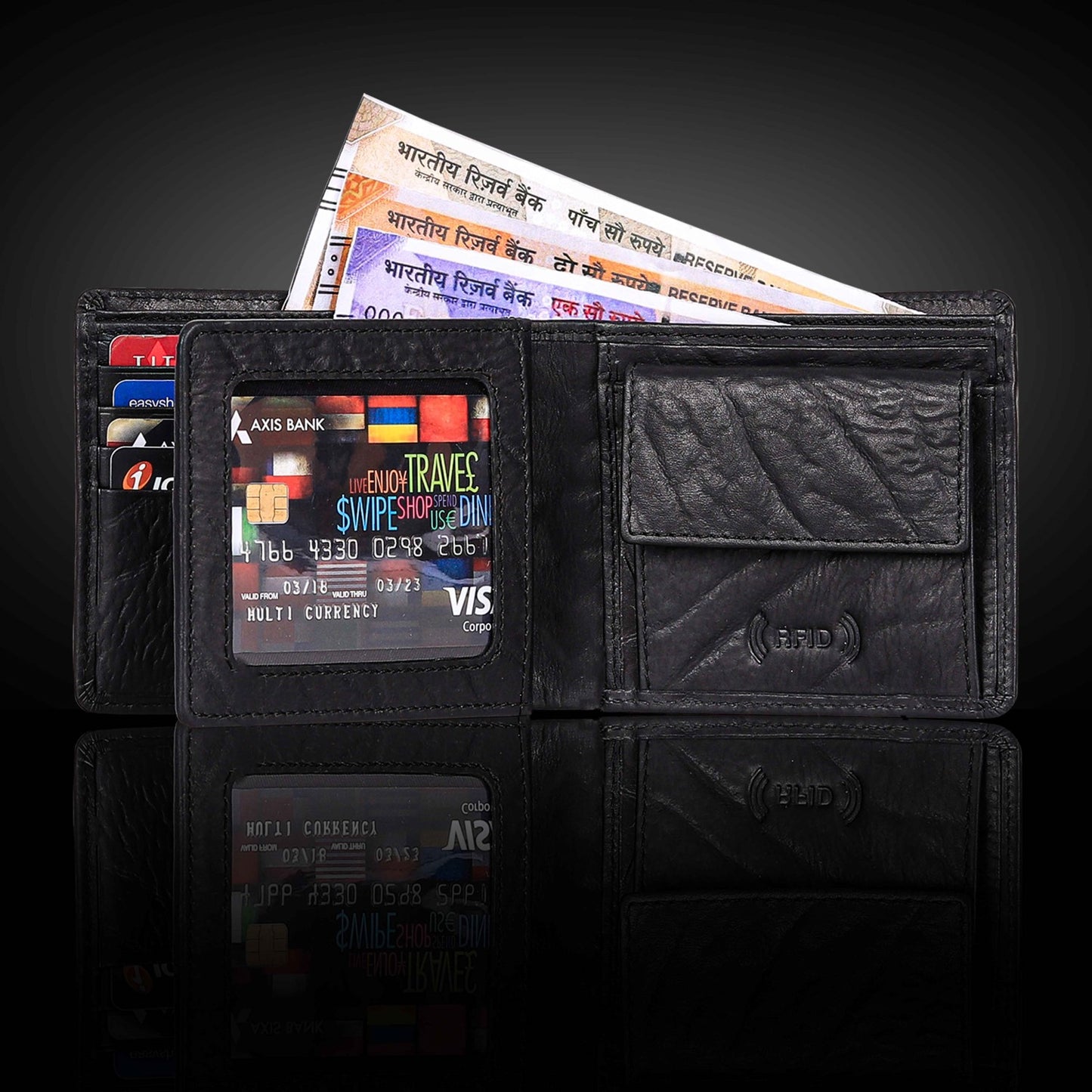 BULLZANO SAFARI GENUINE LEATHER BI-FOLD WALLET FOR MEN, RFID PROTECTED