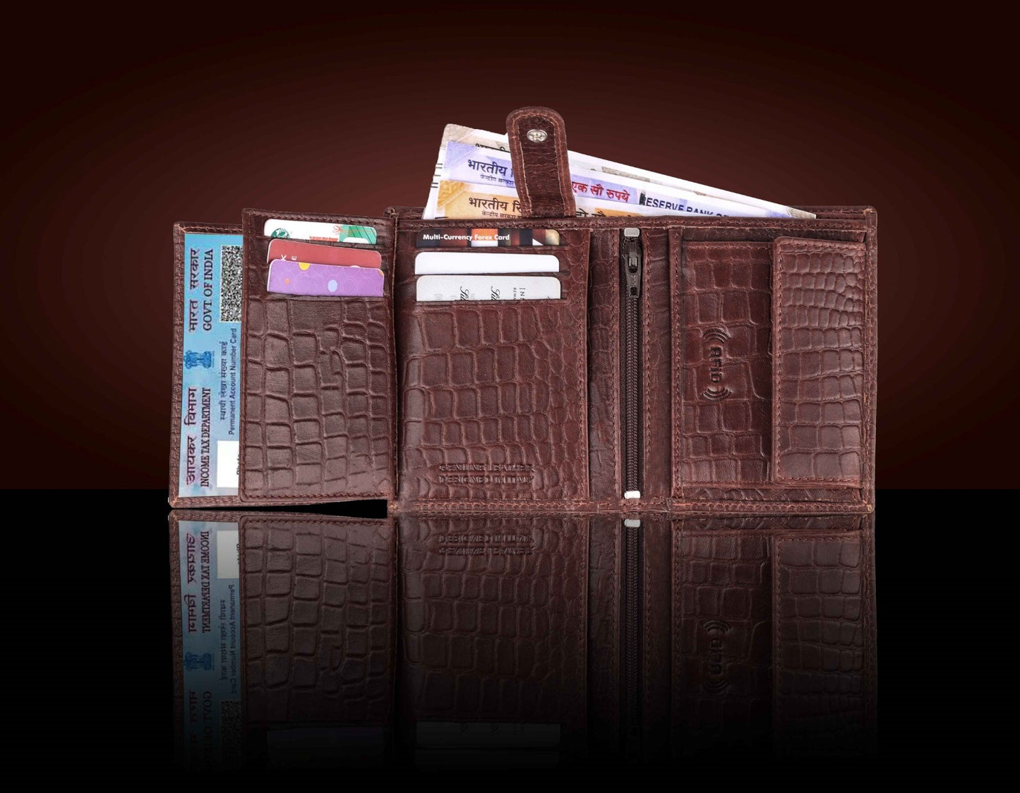 BULLZANO STALWART GENUINE LEATHER BI-FOLD WALLET FOR MEN, RFID PROTECTED