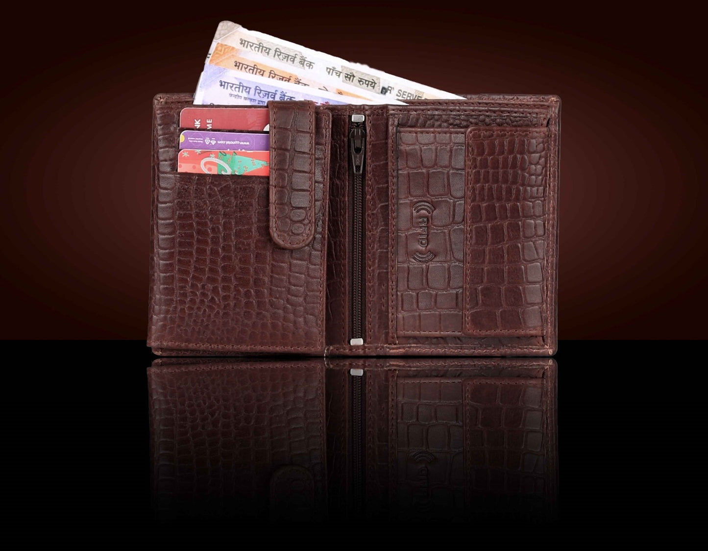 BULLZANO STALWART GENUINE LEATHER BI-FOLD WALLET FOR MEN, RFID PROTECTED