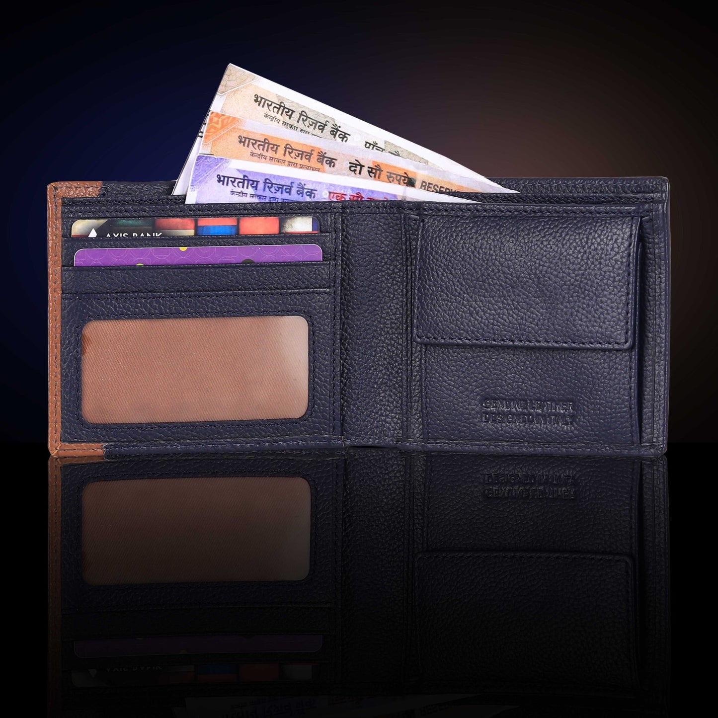 BULLZANO RIO BI-FOLD DUAL COLOUR COMBINATION GENUINE LEATHER WALLET FOR MEN, RFID PROTECTED