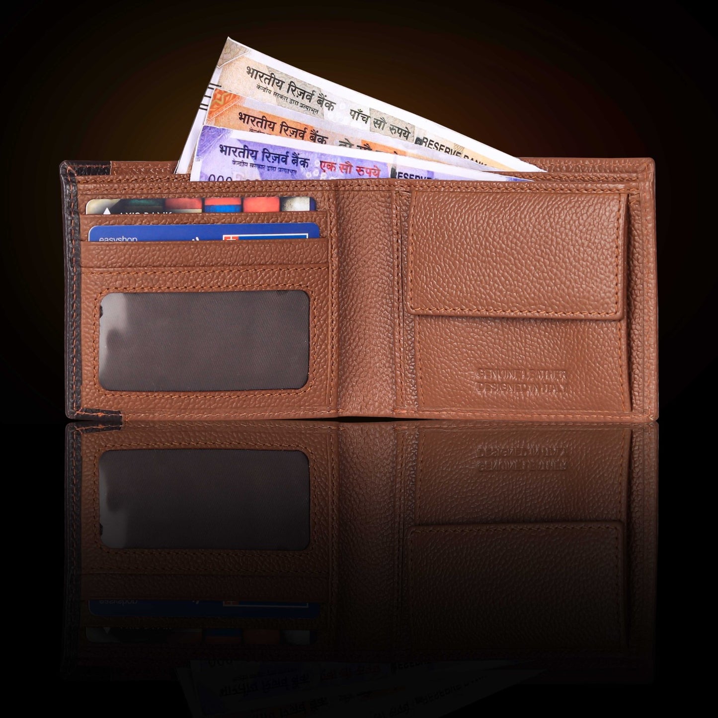 BULLZANO RIO BI-FOLD DUAL COLOUR COMBINATION GENUINE LEATHER WALLET FOR MEN, RFID PROTECTED